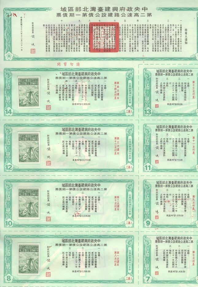 First Issuance of the Formosa Freeway Construction Public Bond Notes