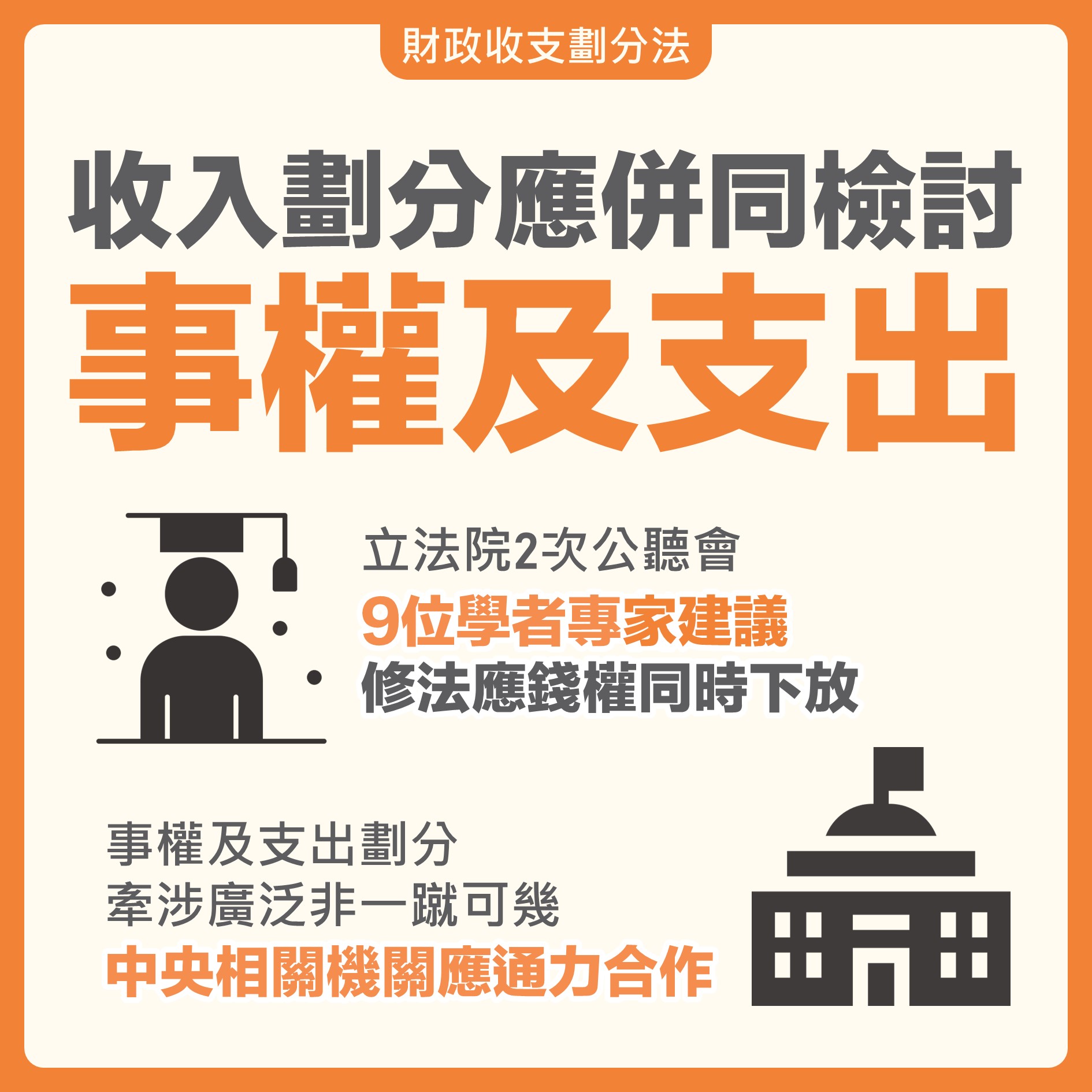 收入劃分應併同檢討事權及支出